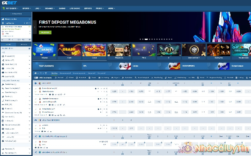Giao diện website 1xbet khá đơn giản