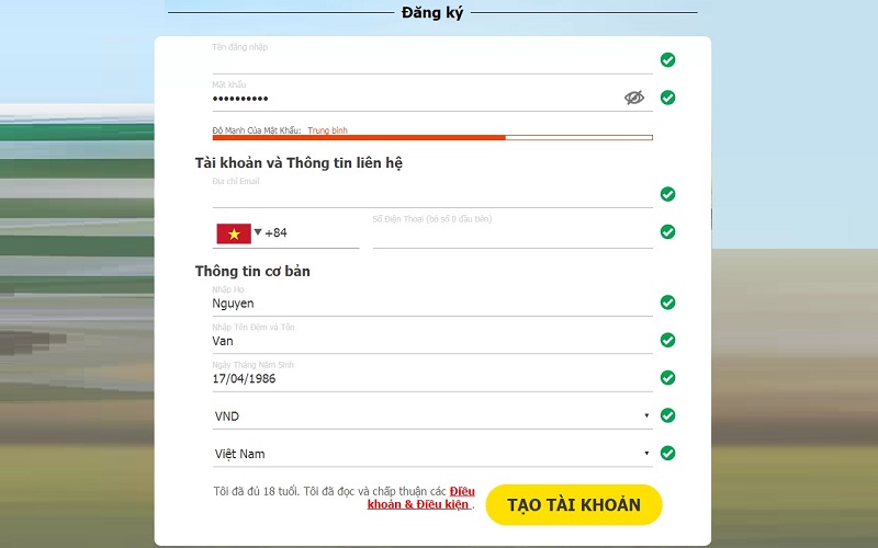 Đăng ký thành viên mới