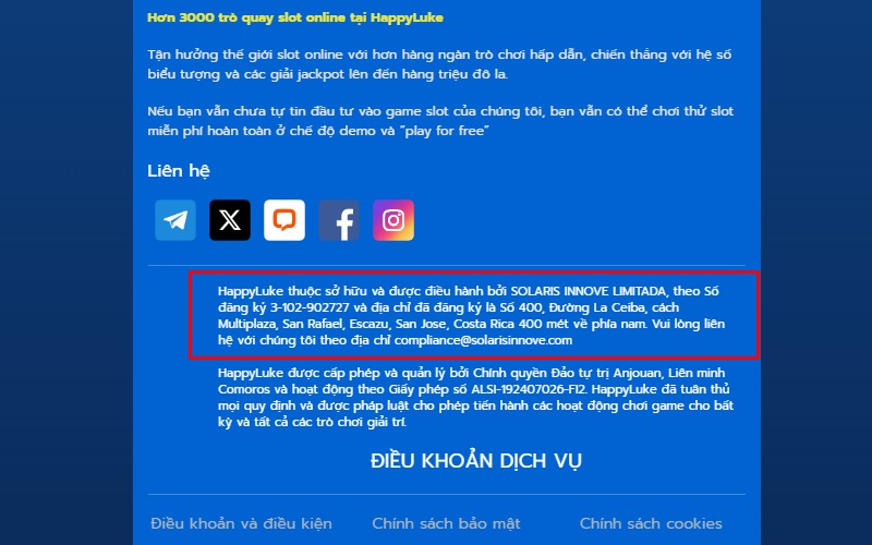 HappyLuke có giấy phép hoạt động